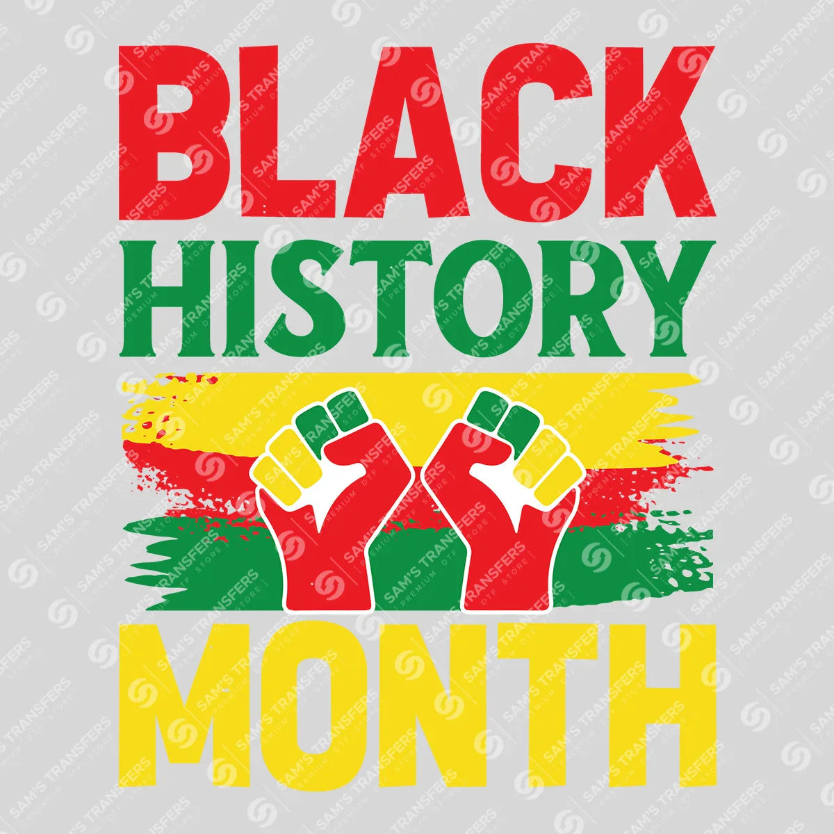 Apparel featuring a Black History Month-themed DTF transfer.