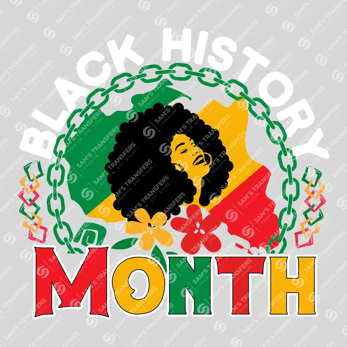 Apparel featuring a Black History Month-themed DTF transfer.