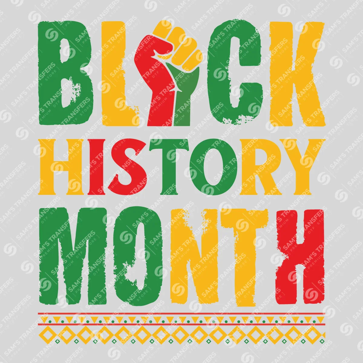 Apparel featuring a Black History Month-themed DTF transfer.