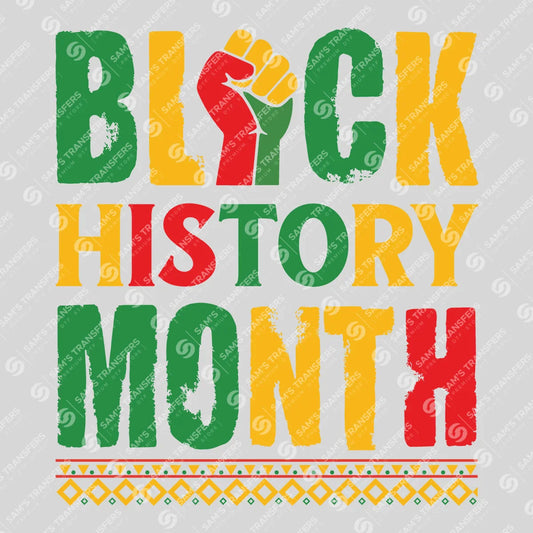 Apparel featuring a Black History Month-themed DTF transfer.