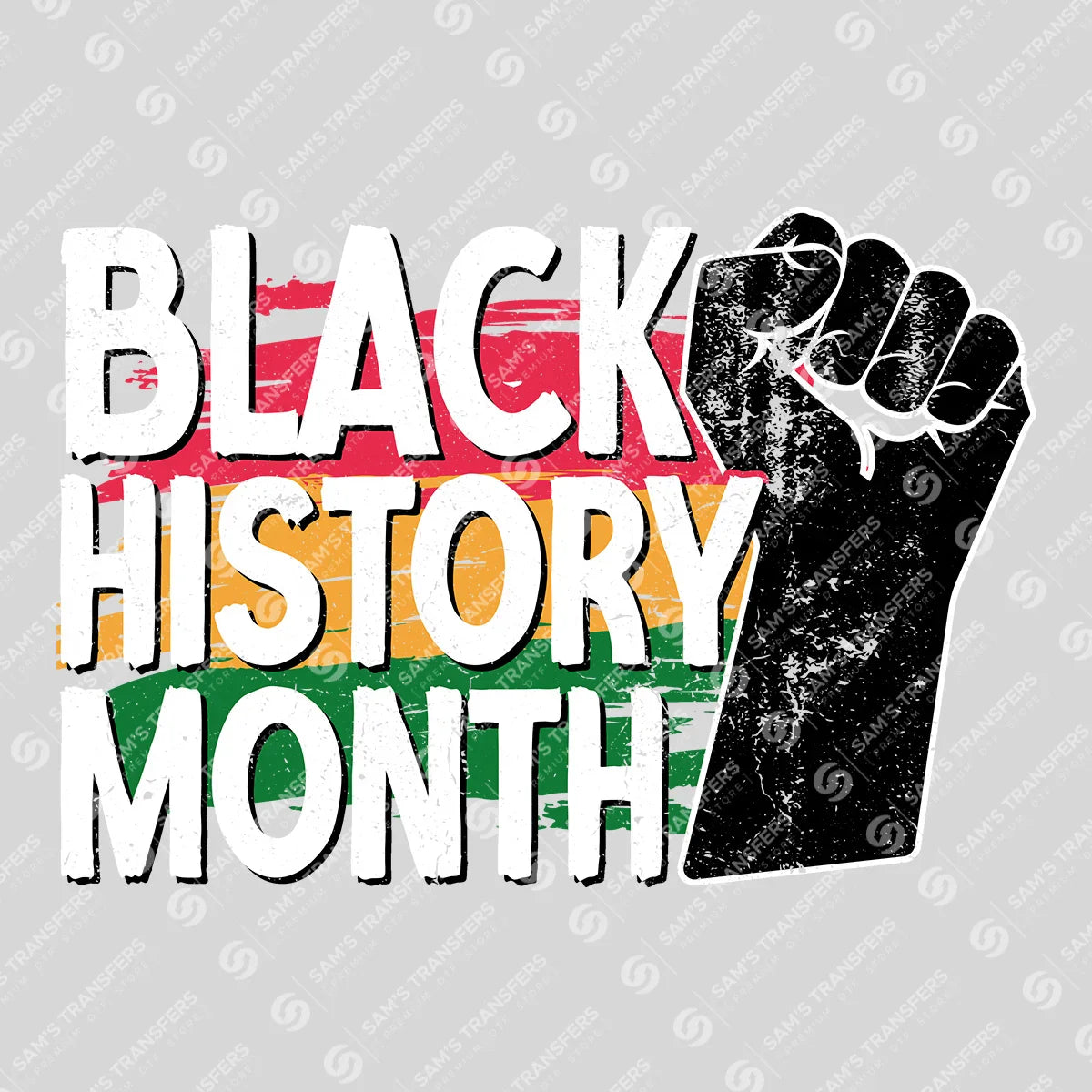Apparel featuring a Black History Month-themed DTF transfer.