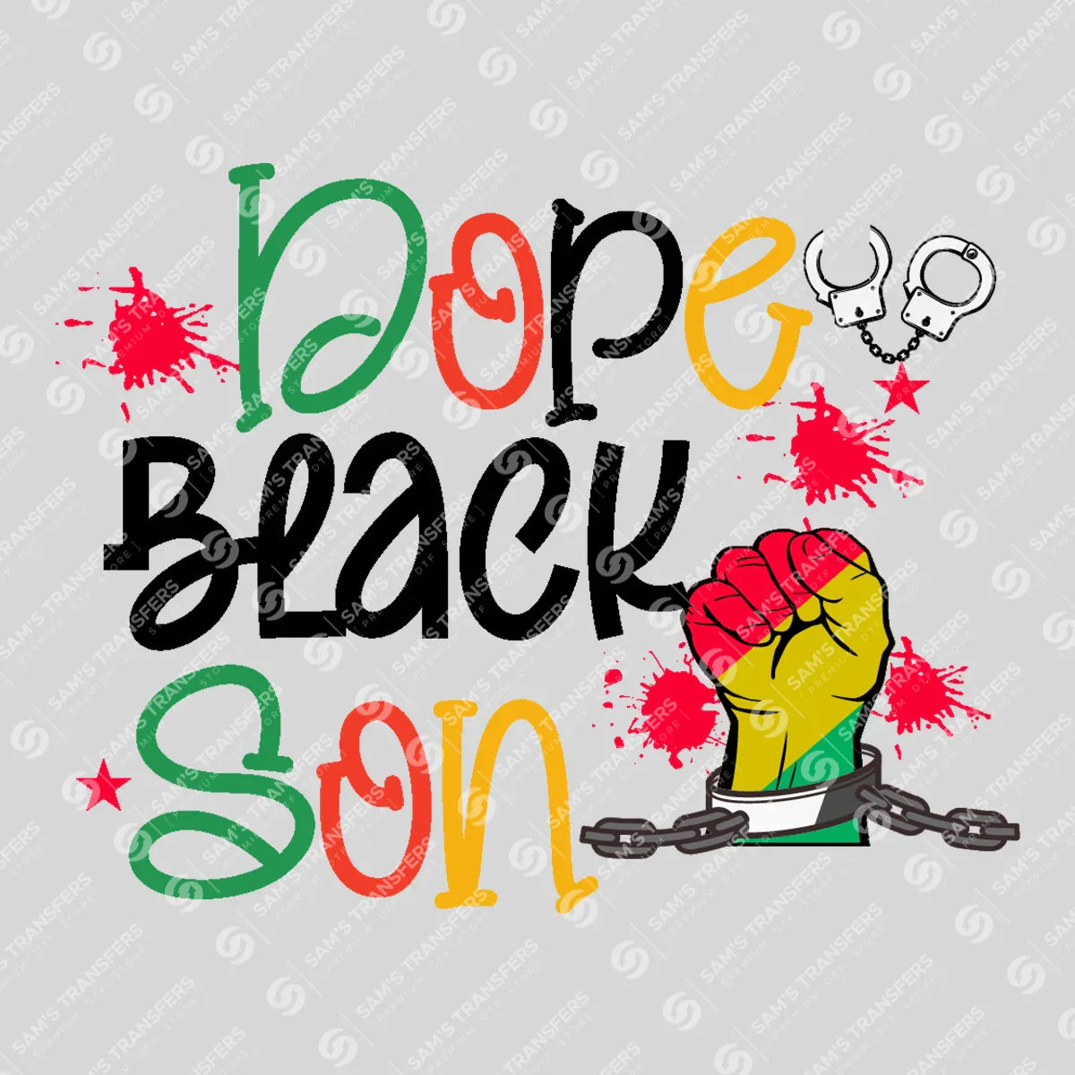 Apparel featuring a Dope Black Son-themed DTF transfer.