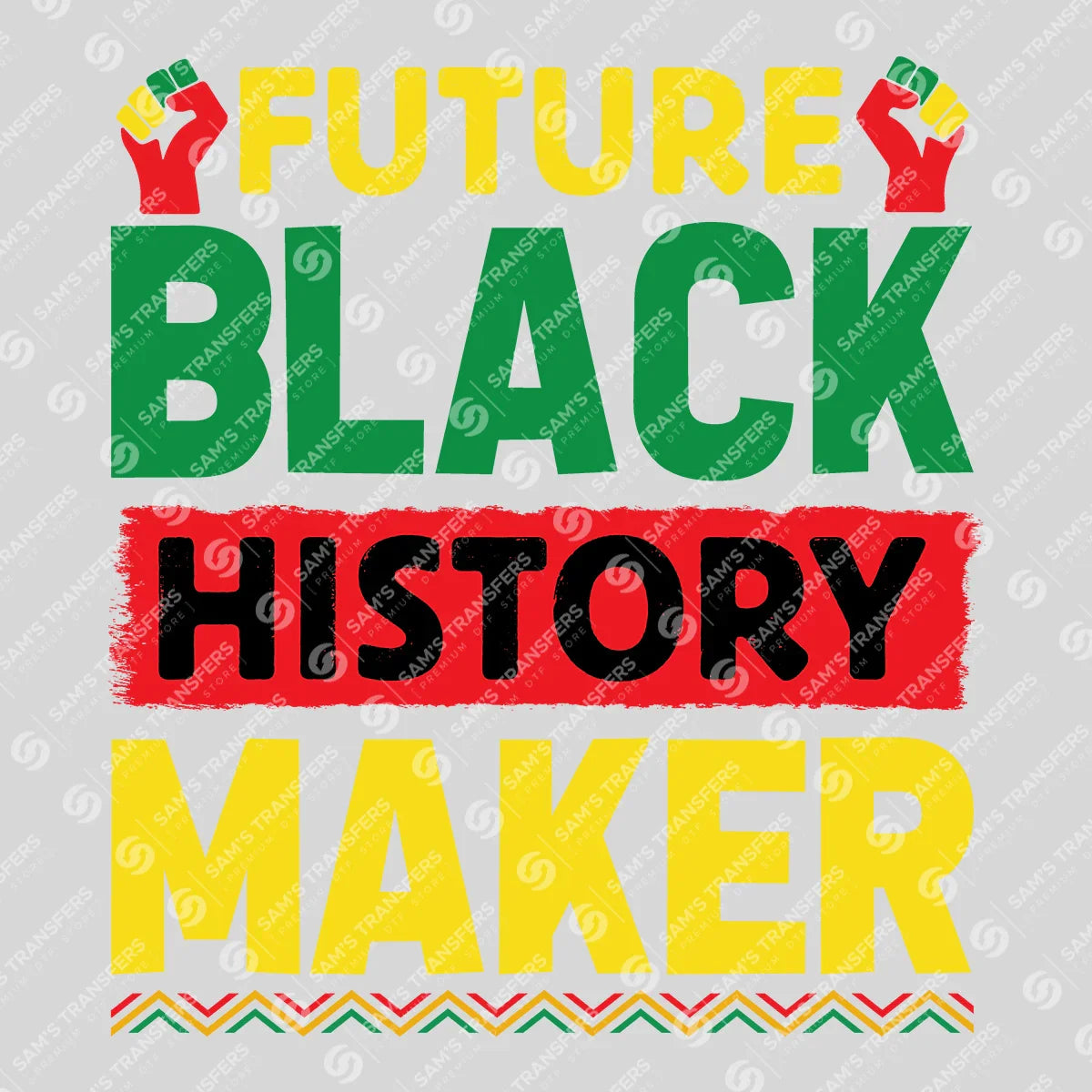 Apparel featuring a Future Black History Maker-themed DTF transfer.