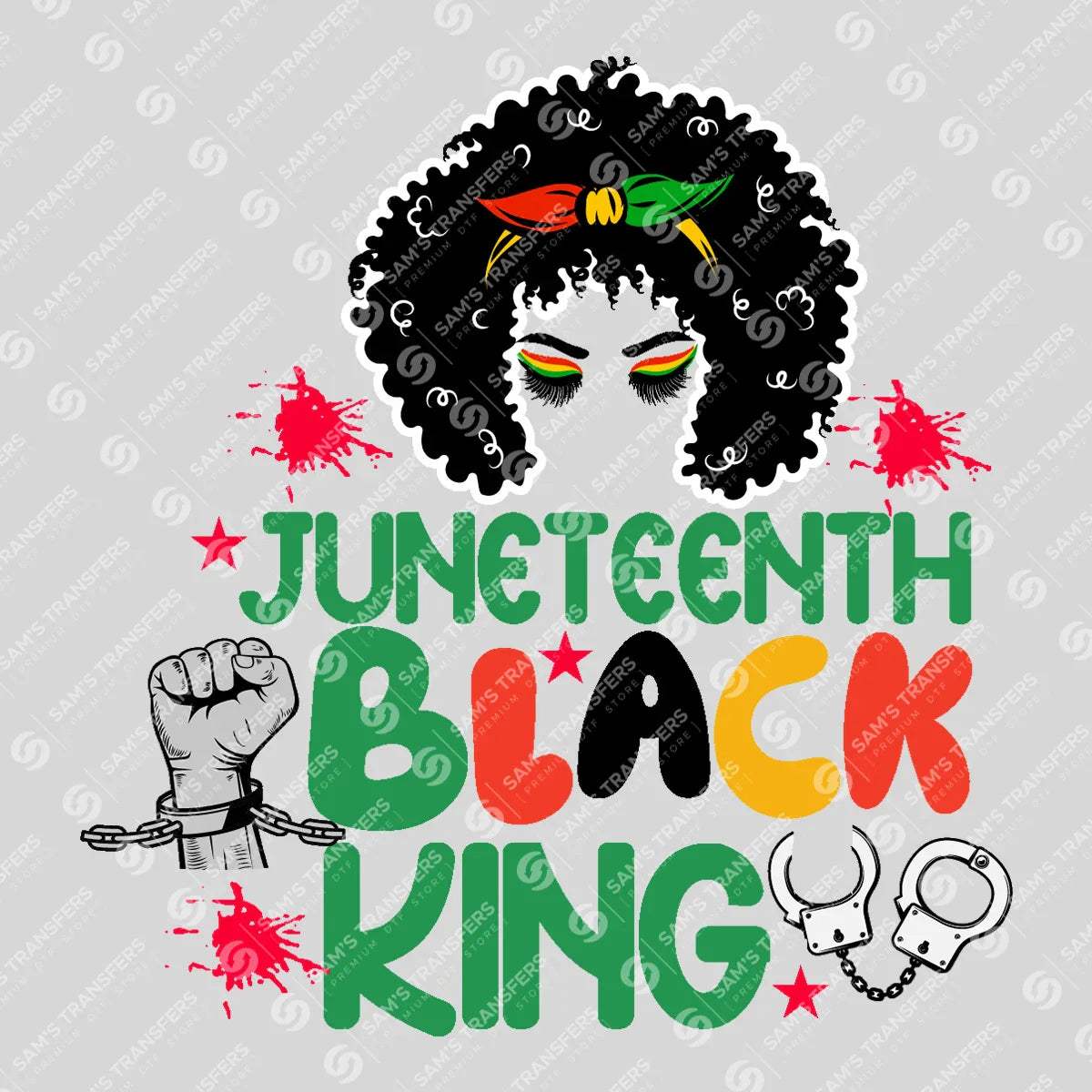 Apparel featuring a Juneteenth Black King-themed DTF transfer.