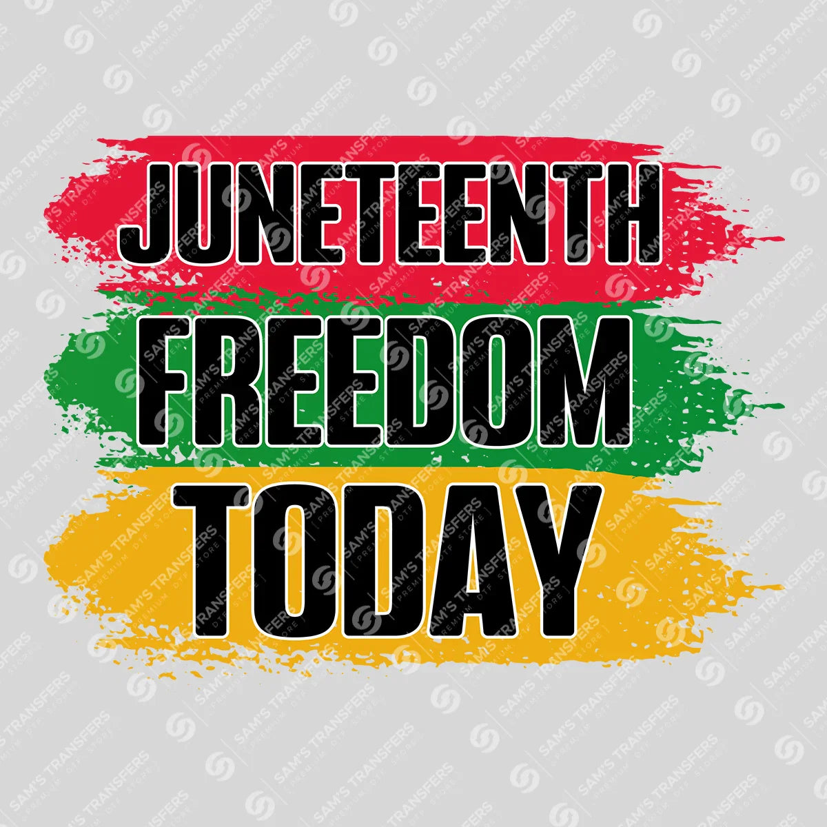 Apparel featuring a Juneteenth Freedom Today-themed DTF transfer.