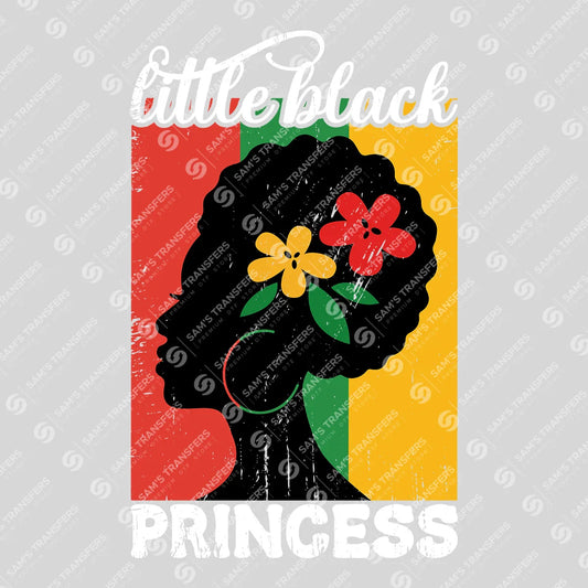 Apparel featuring a Little Black Princess-themed DTF transfer.