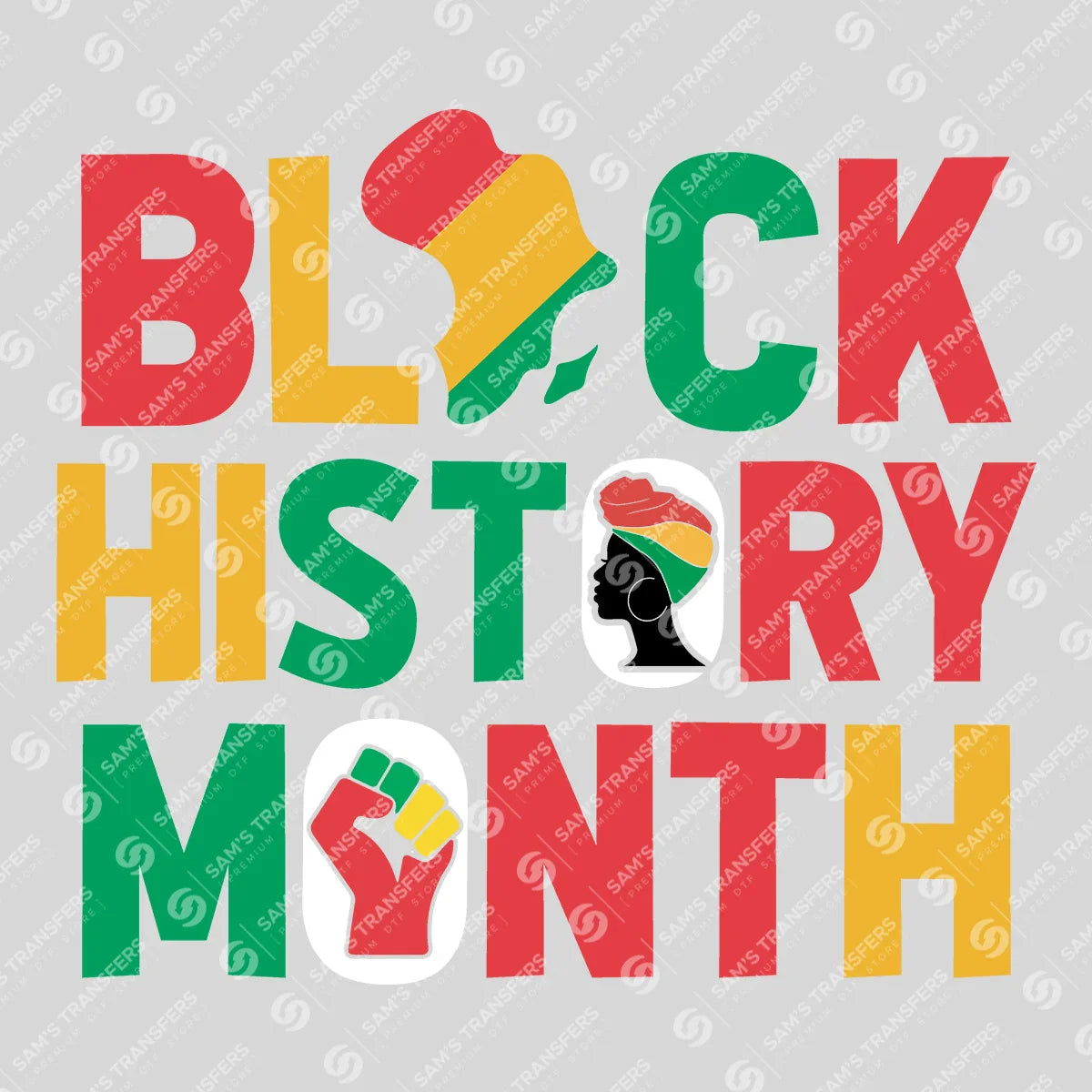 Apparel featuring a Black History Month-themed DTF transfer.