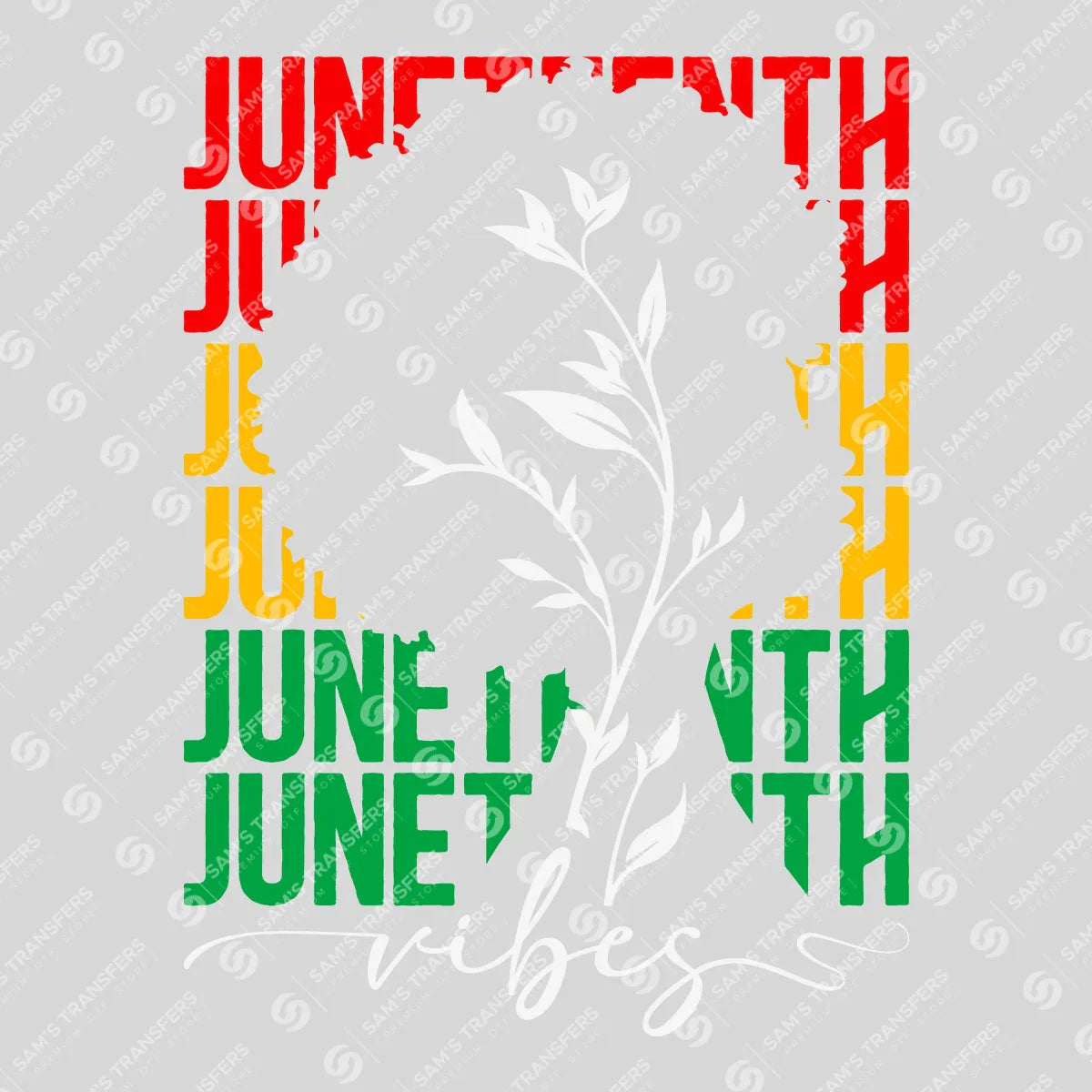Apparel featuring a Juneteenth Vibes-themed DTF transfer.