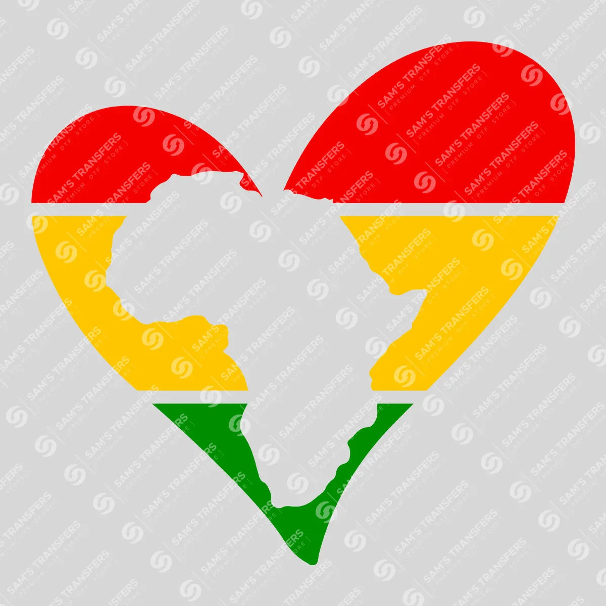 Apparel featuring a African Flag Heart-themed DTF transfer.