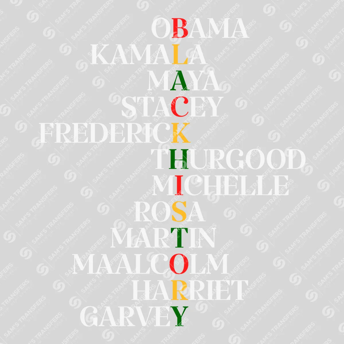 Apparel featuring a Black History Icons-themed DTF transfer.