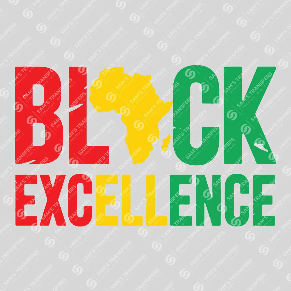 Apparel featuring a Black Excellence-themed DTF transfer.