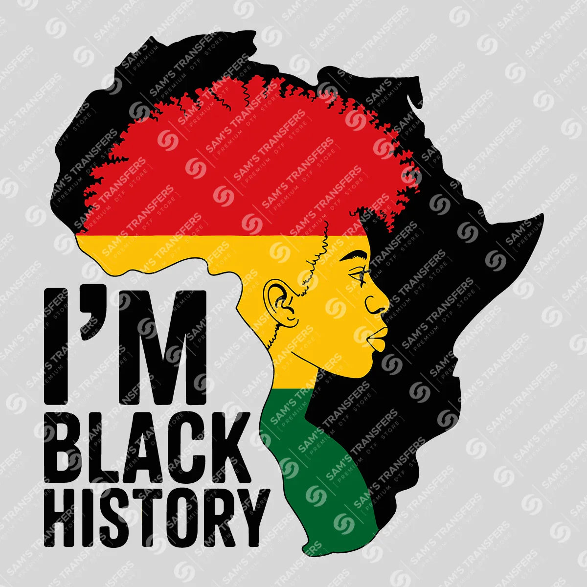 Apparel featuring a I'm Black History-themed DTF transfer.