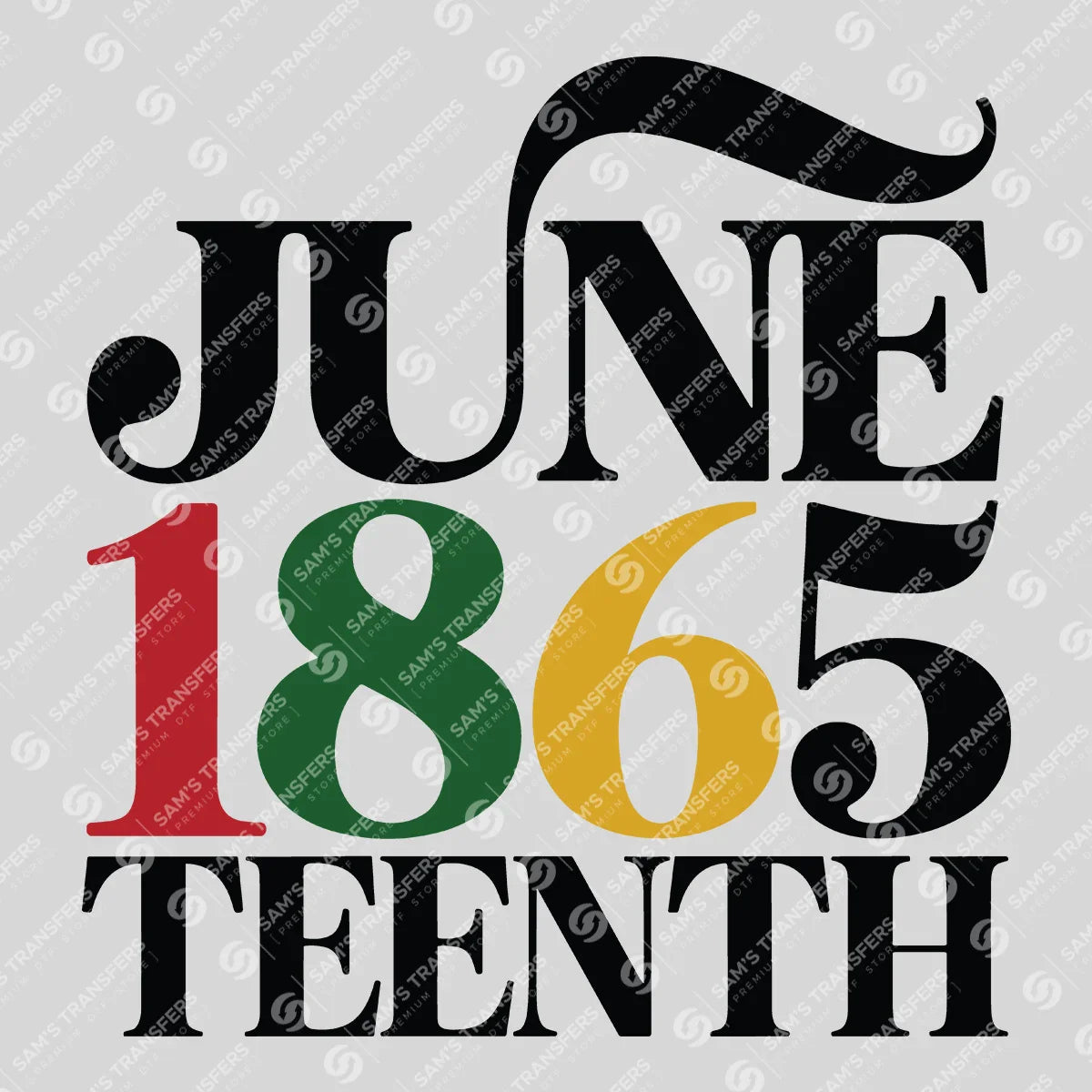 Apparel featuring a Juneteenth 1865-themed DTF transfer.