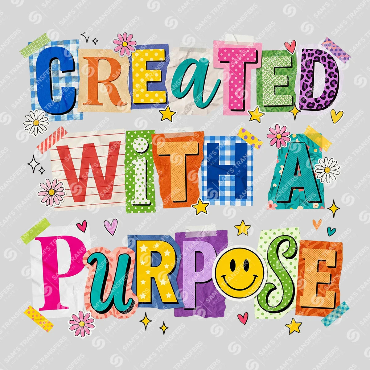 Apparel featuring a Created With A Purpose-themed DTF transfer.