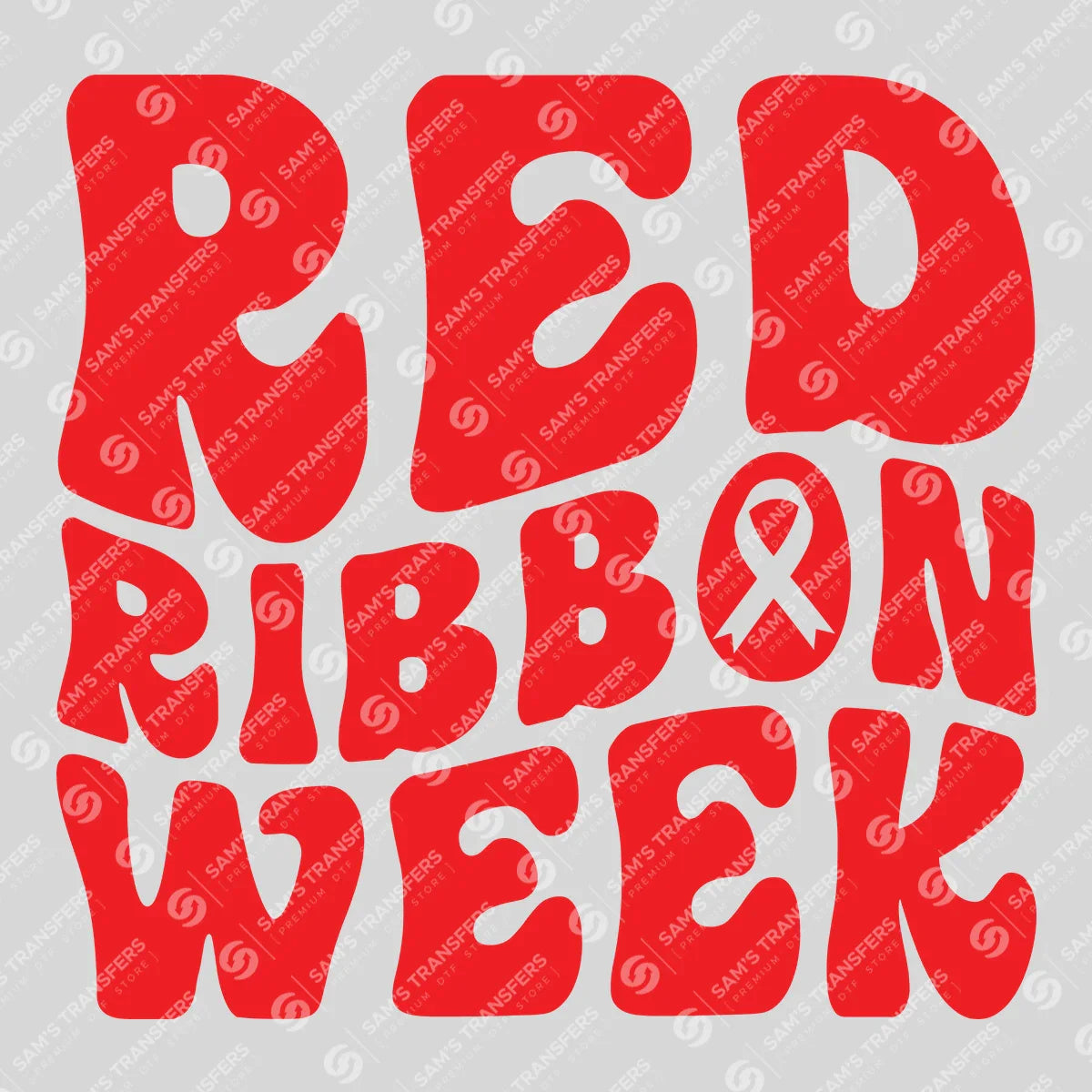 Apparel featuring a Red Ribbon Week-themed DTF transfer.
