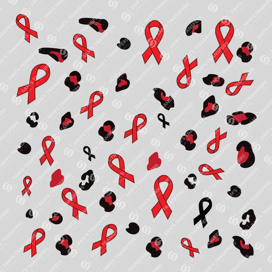 Apparel featuring a Red Ribbon Leopard-themed DTF transfer.