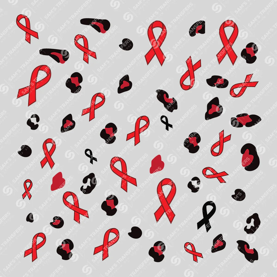 Red Ribbon Leopard Ready-to-Press DTF Transfer | SAT10963