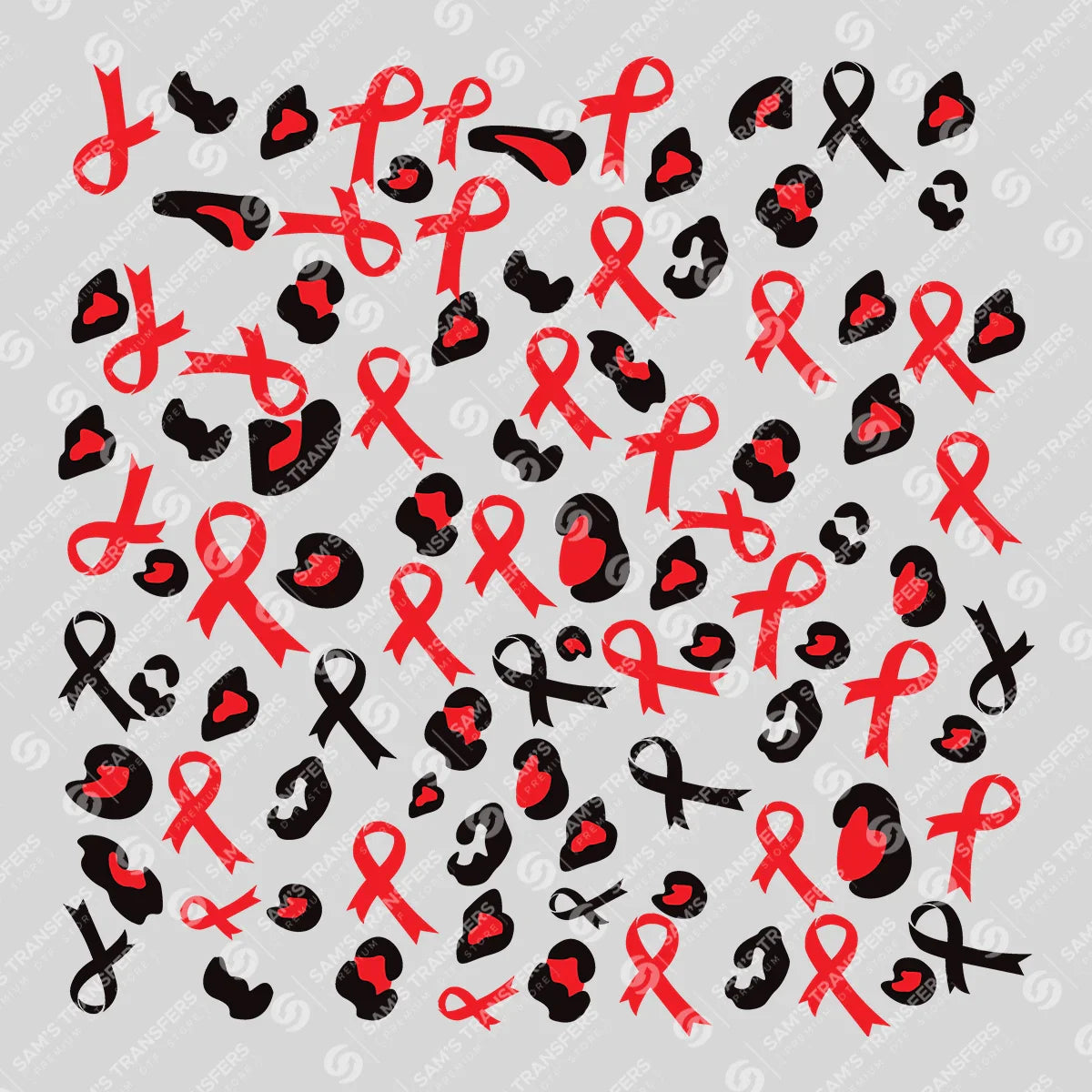 Apparel featuring a Red Ribbon Leopard-themed DTF transfer.