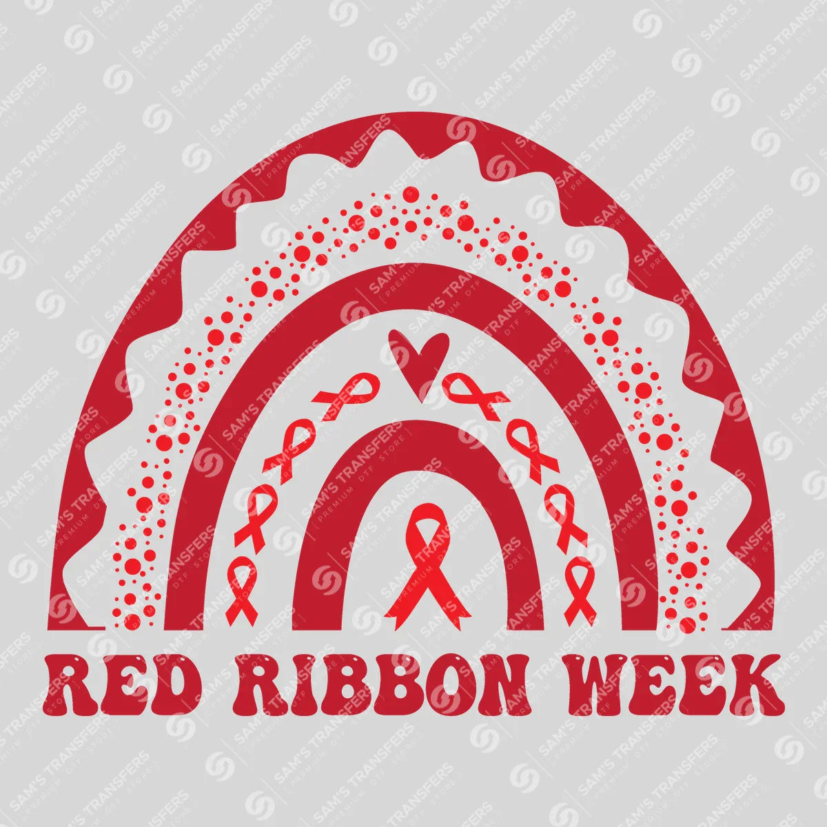 Apparel featuring a Red Ribbon Week-themed DTF transfer.