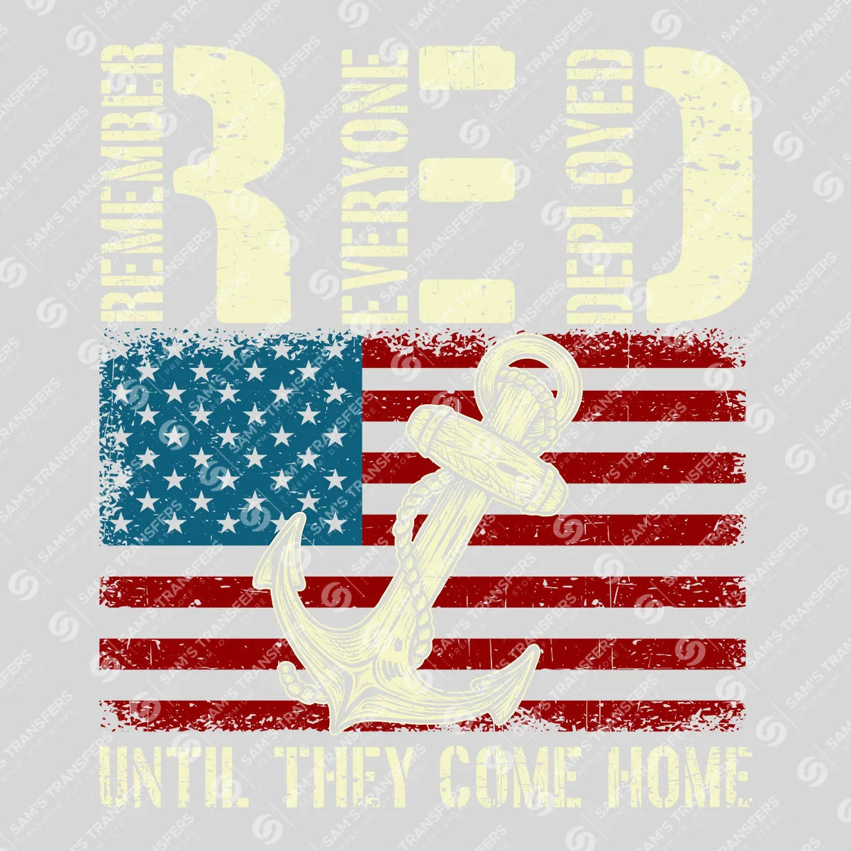 Apparel featuring a RED Until They Come Home-themed DTF transfer.