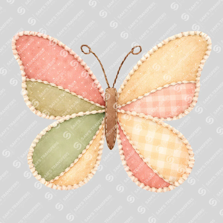 Pastel Quilted Butterfly Ready-to-Press DTF Transfer | SAT11083