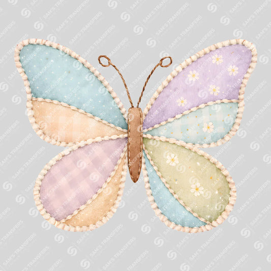 Apparel featuring a Spring Pastel Butterfly-themed DTF transfer.