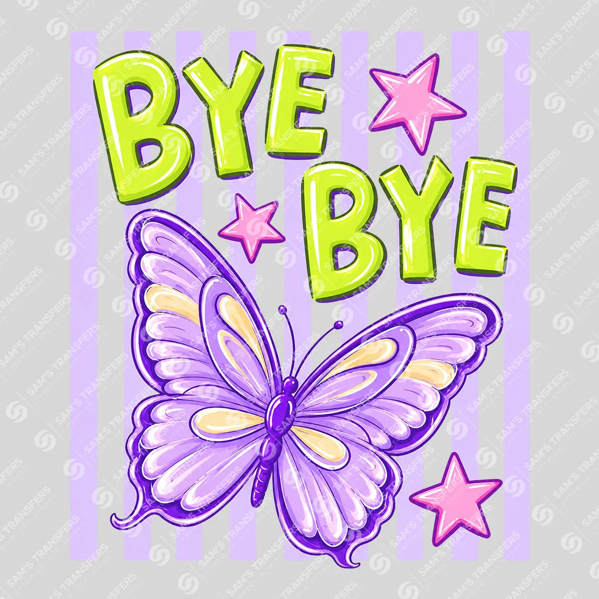 Apparel featuring a Bye Bye Butterfly-themed DTF transfer.
