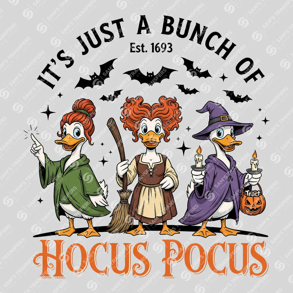 Apparel featuring a Just A Bunch Of Hocus Pocus-themed DTF transfer.