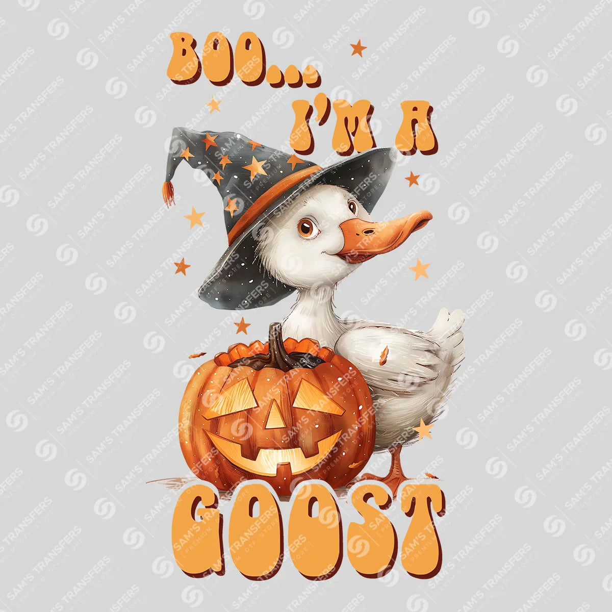 Apparel featuring a Boo I'm A Goost-themed DTF transfer.
