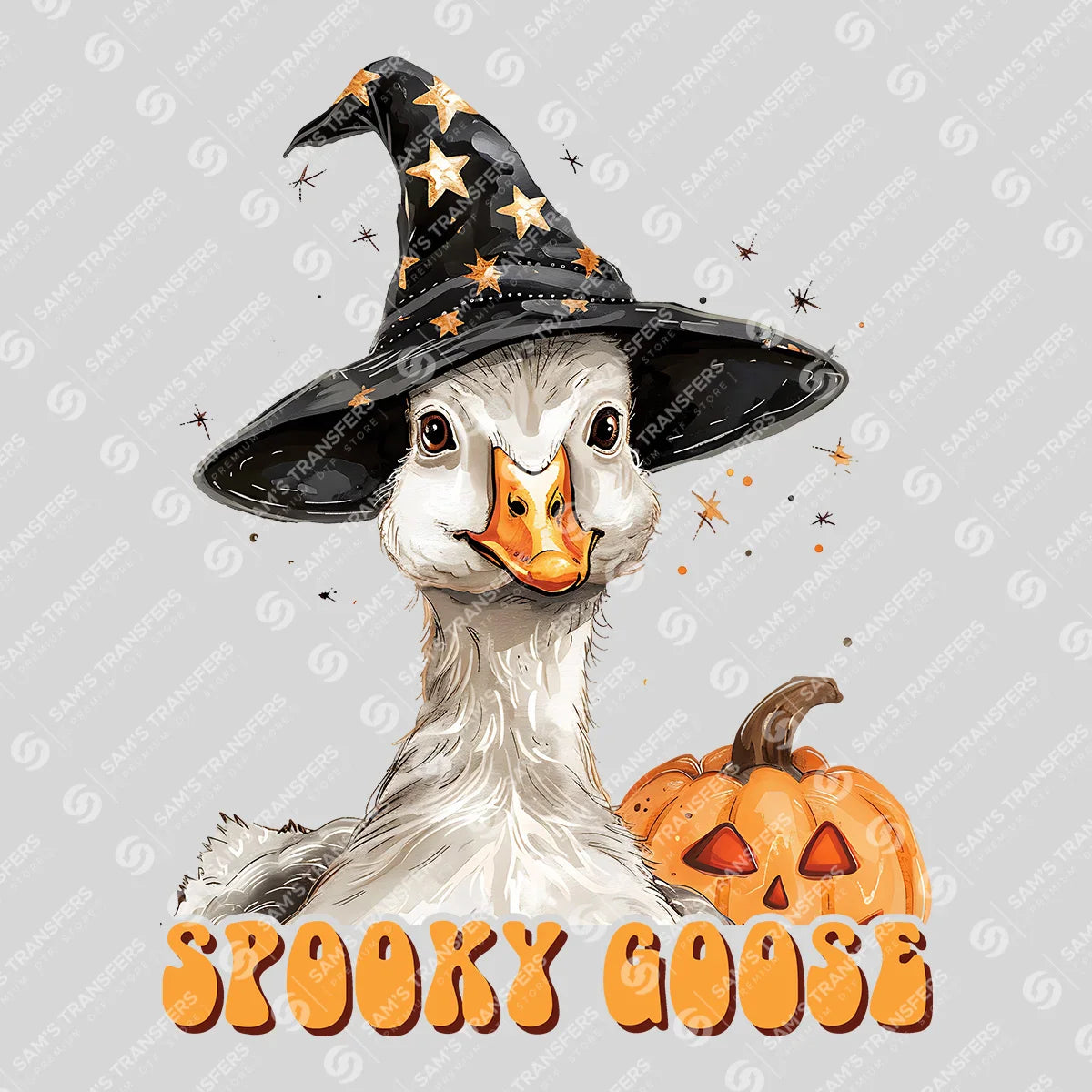Apparel featuring a Spooky Goose-themed DTF transfer.