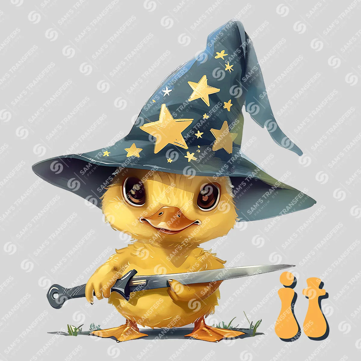Apparel featuring a Wizard Duckling-themed DTF transfer.
