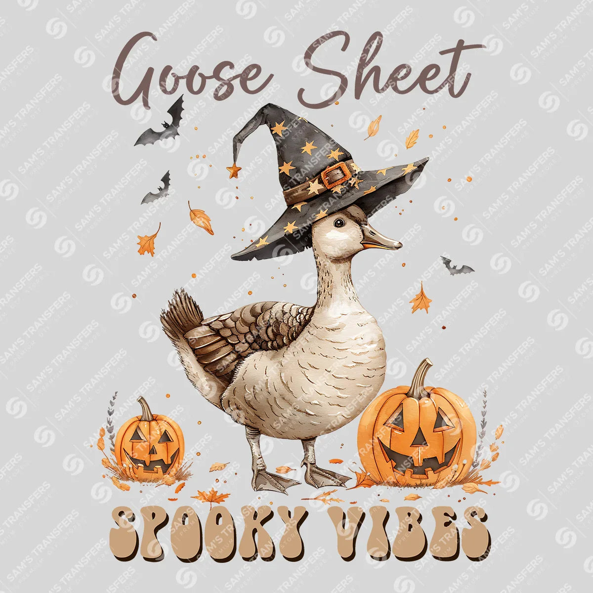 Apparel featuring a Goose Sheet Spooky Vibes-themed DTF transfer.