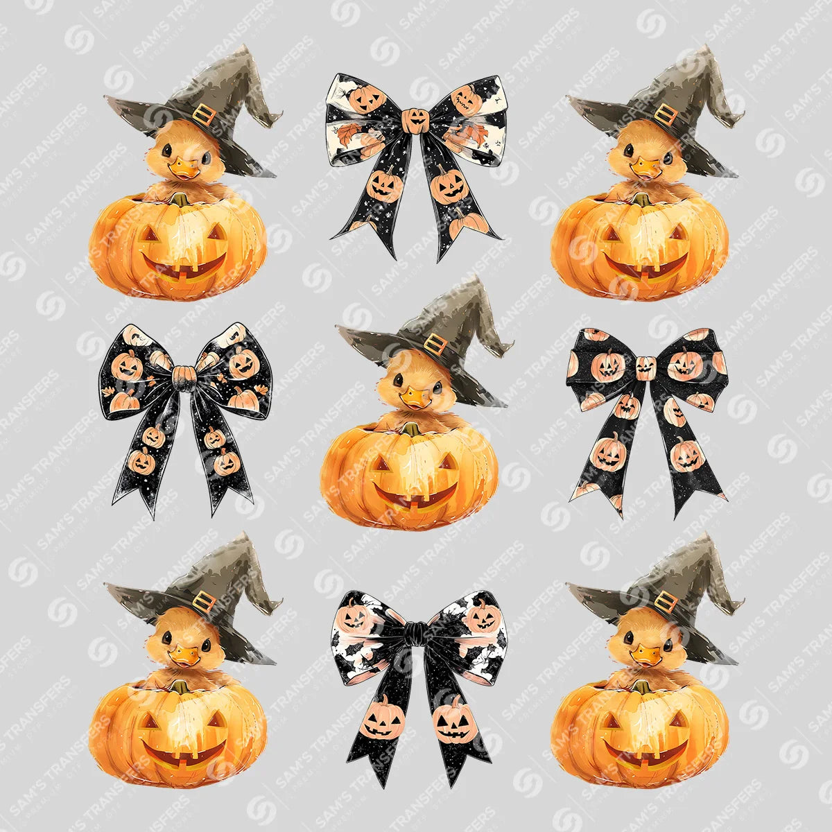 Apparel featuring a Halloween Pumpkin Ducks-themed DTF transfer.