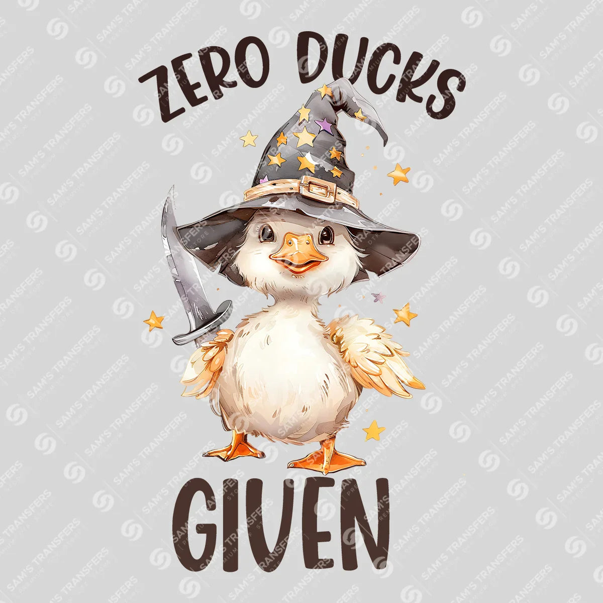 Apparel featuring a Zero Ducks Given-themed DTF transfer.
