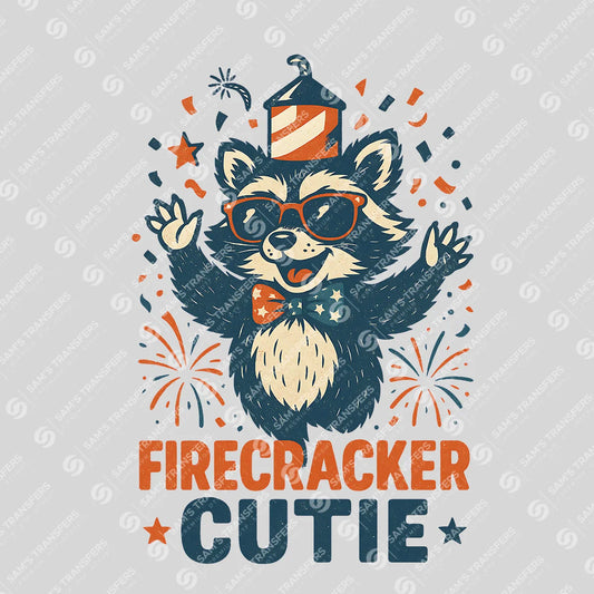 Apparel featuring a Firecracker Cutie-themed DTF transfer.