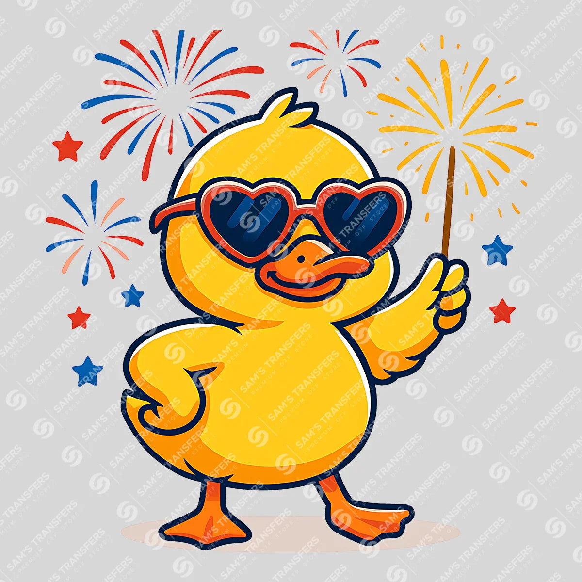 Apparel featuring a Patriotic Sparkler Duck-themed DTF transfer.
