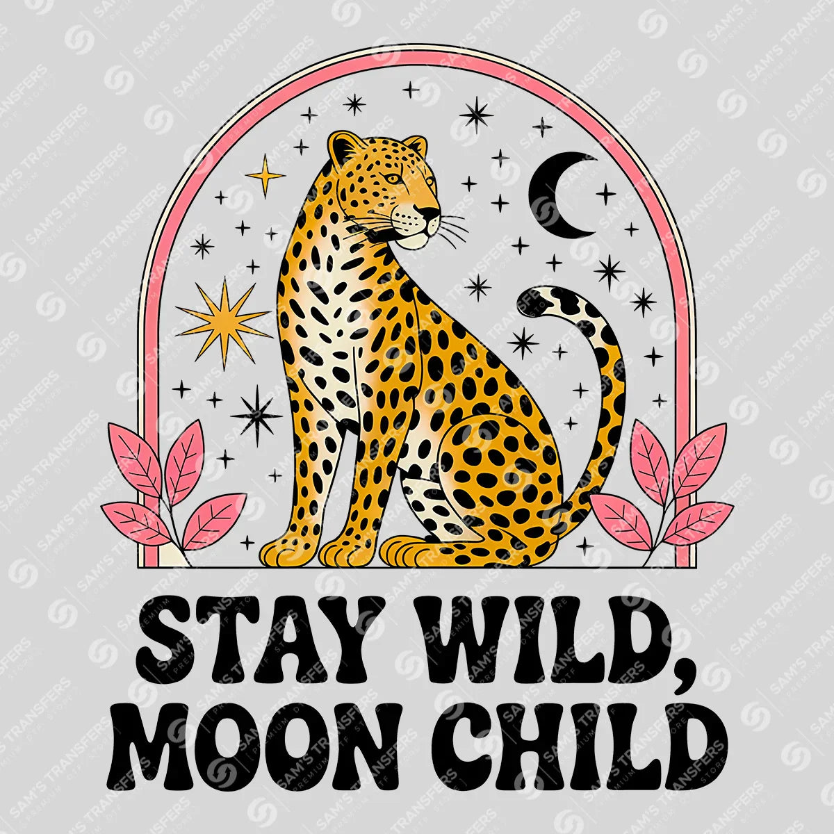 Apparel featuring a Stay Wild Moon Child-themed DTF transfer.
