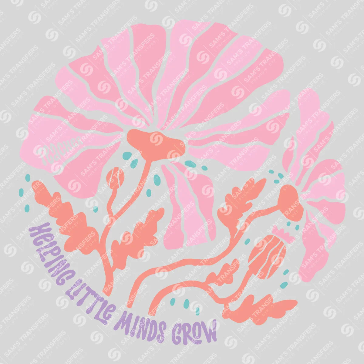 Apparel featuring a Helping Little Minds Grow-themed DTF transfer.