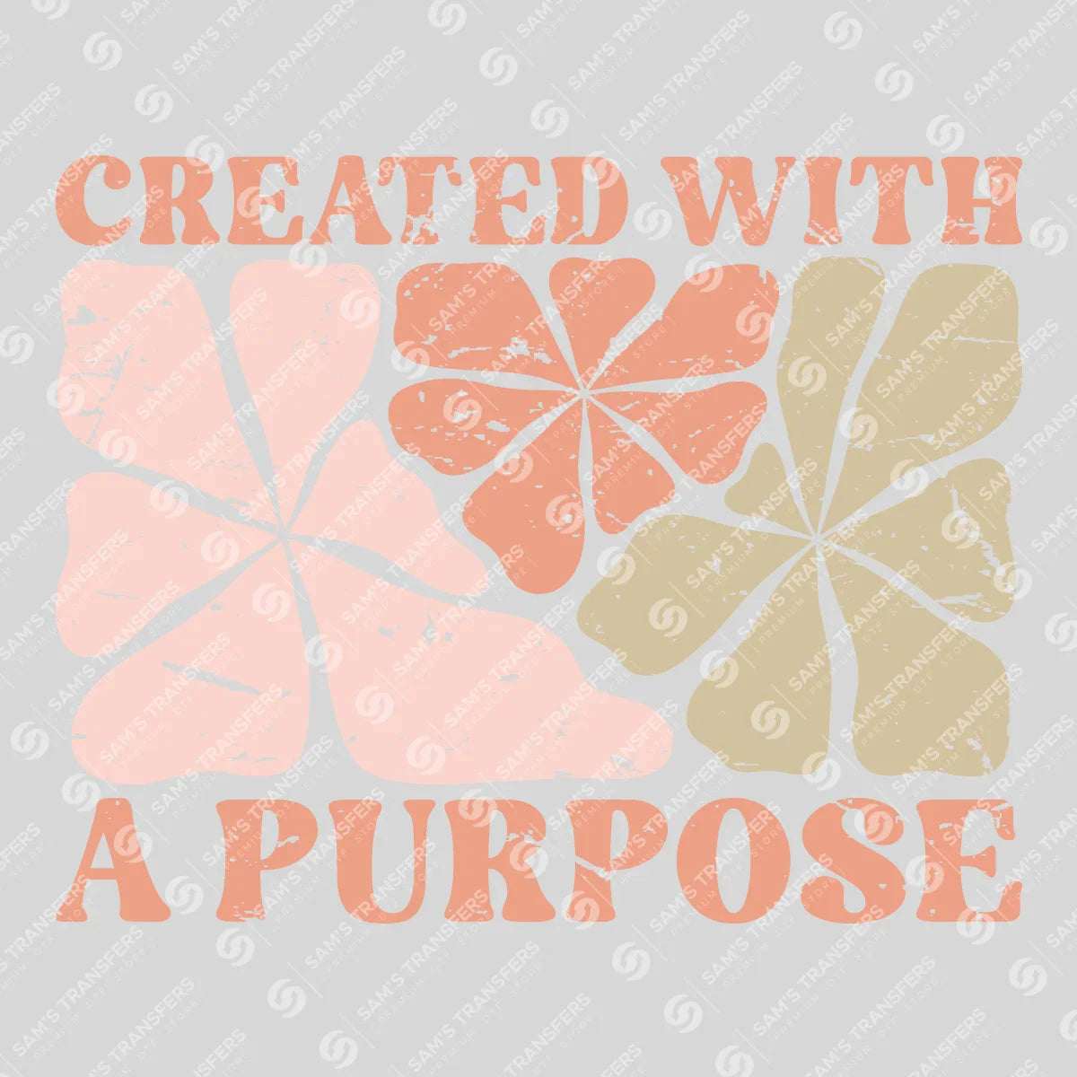 Apparel featuring a Created With A Purpose-themed DTF transfer.