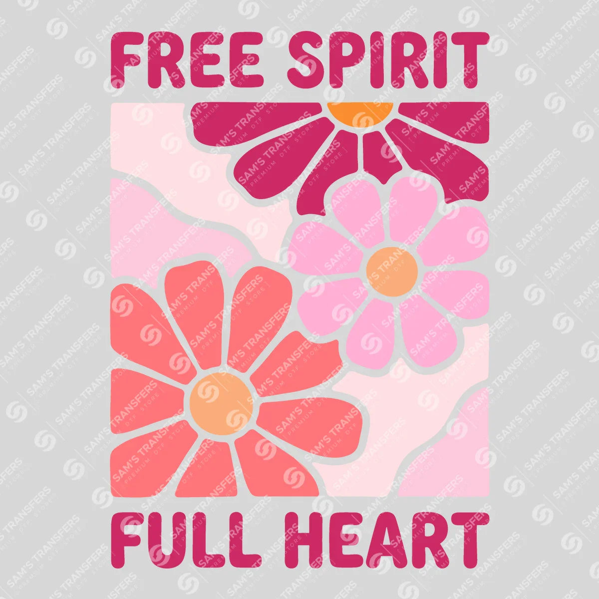 Apparel featuring a Free Spirit Full Heart-themed DTF transfer.