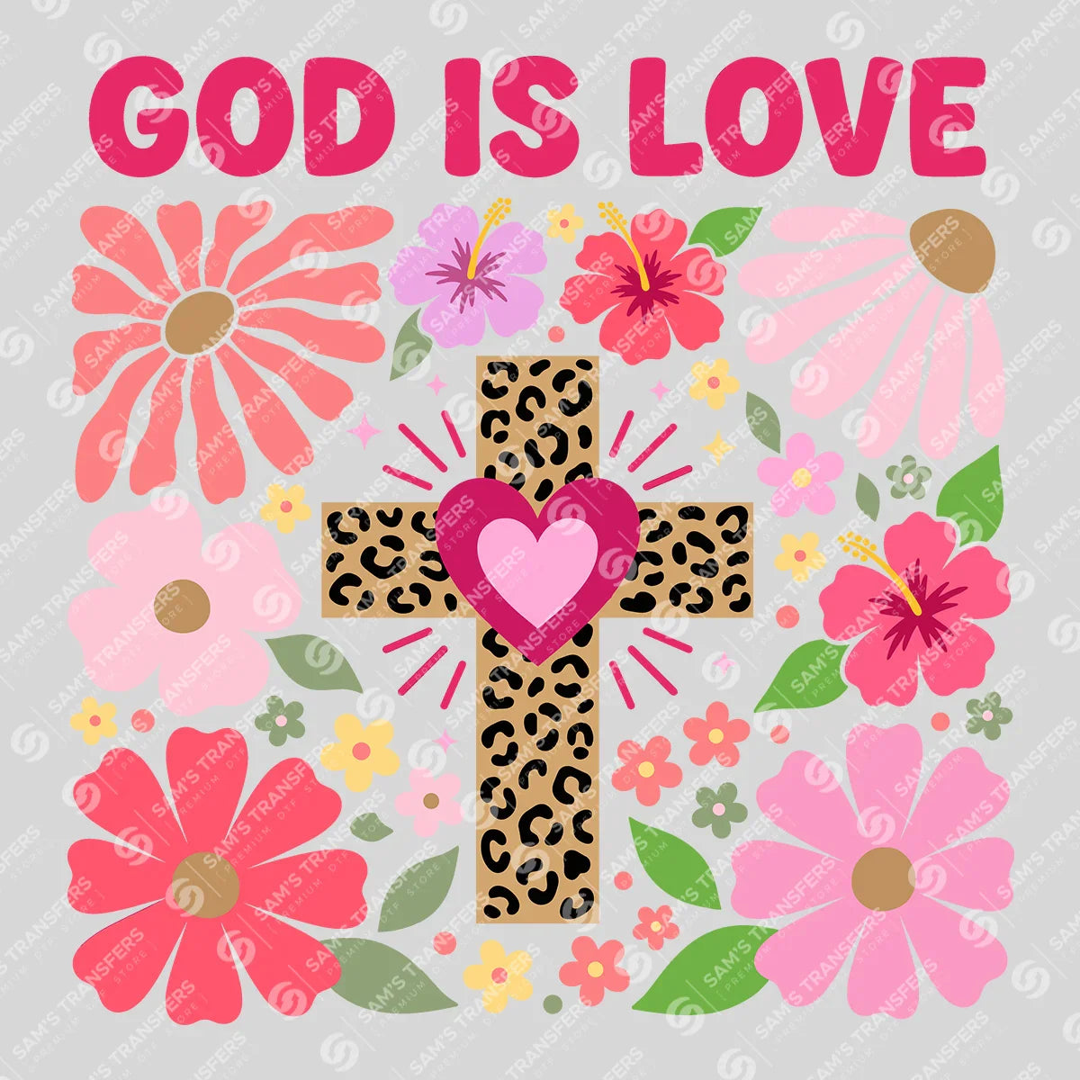 Apparel featuring a God Is Love-themed DTF transfer.