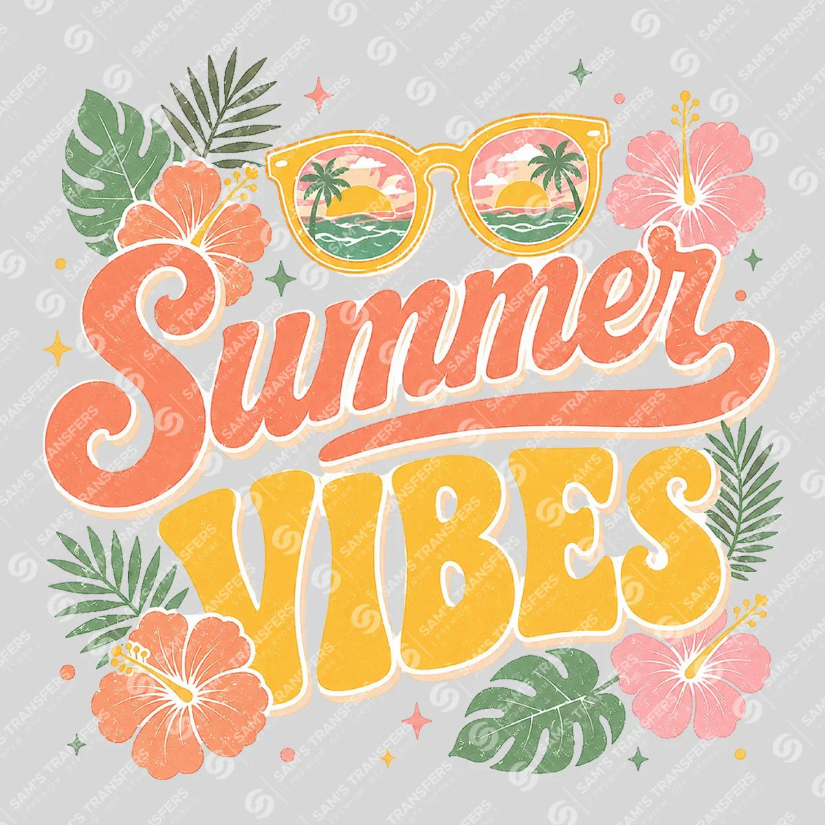 Apparel featuring a Summer Vibes-themed DTF transfer.