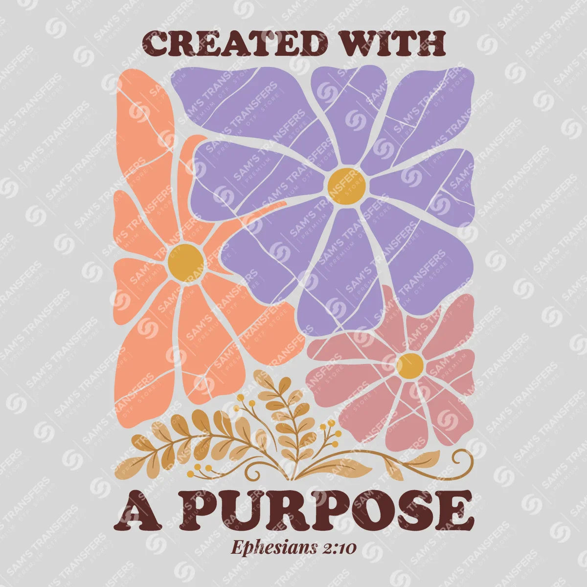 Apparel featuring a Created With A Purpose-themed DTF transfer.