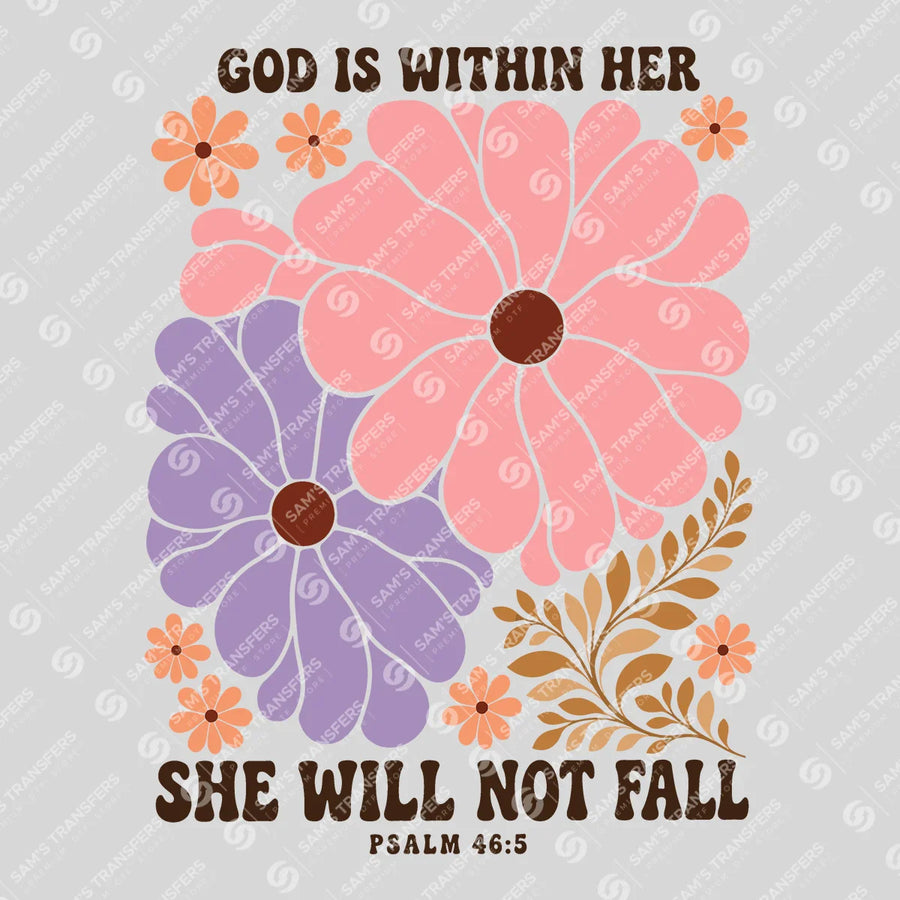God Is Within Her She Will Not Fall Ready-to-Press DTF Transfer | SAT11253