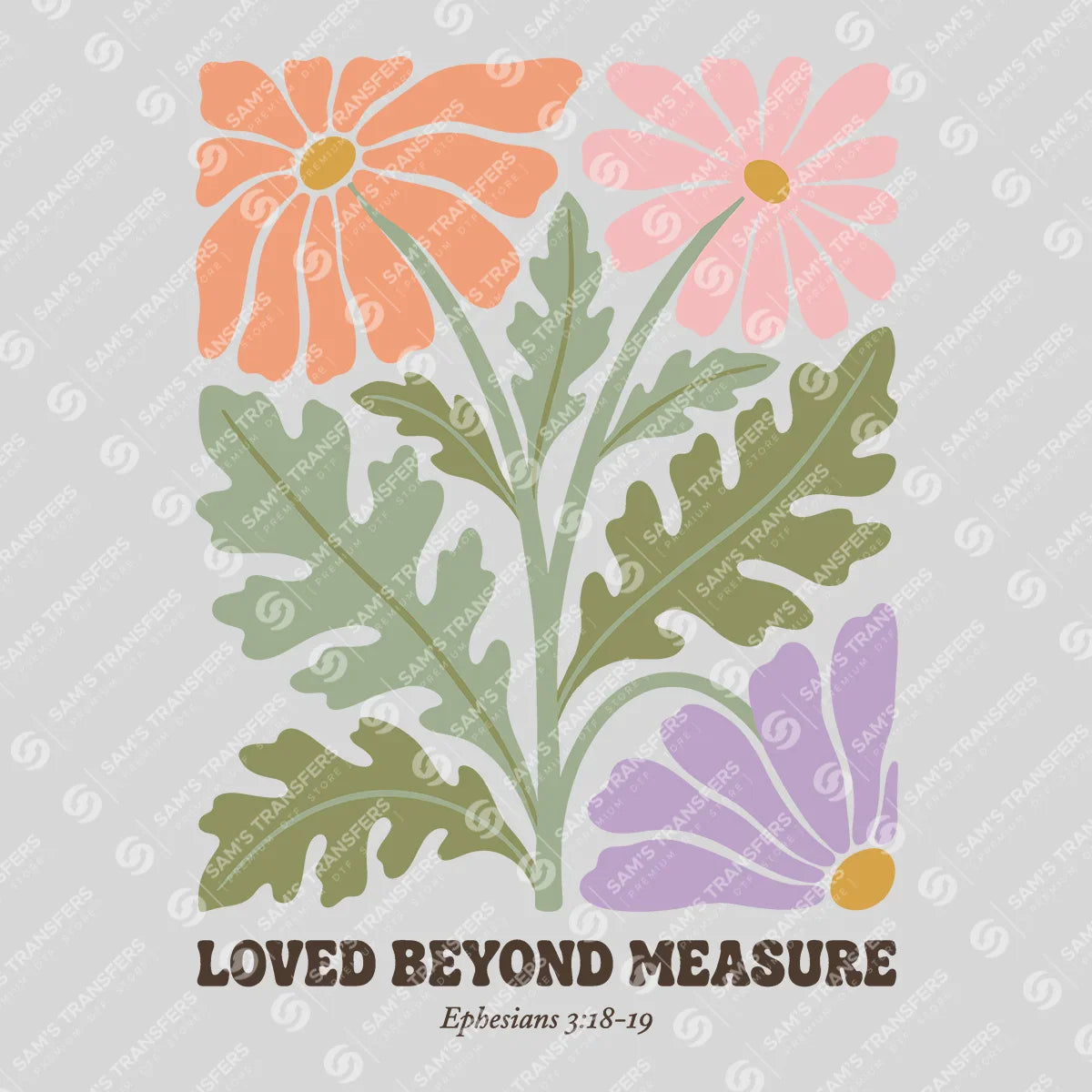 Apparel featuring a Loved Beyond Measure-themed DTF transfer.