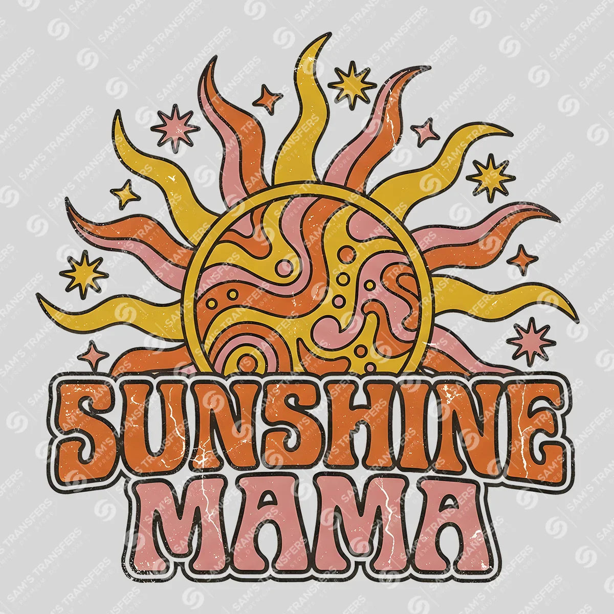 Apparel featuring a Sunshine Mama-themed DTF transfer.