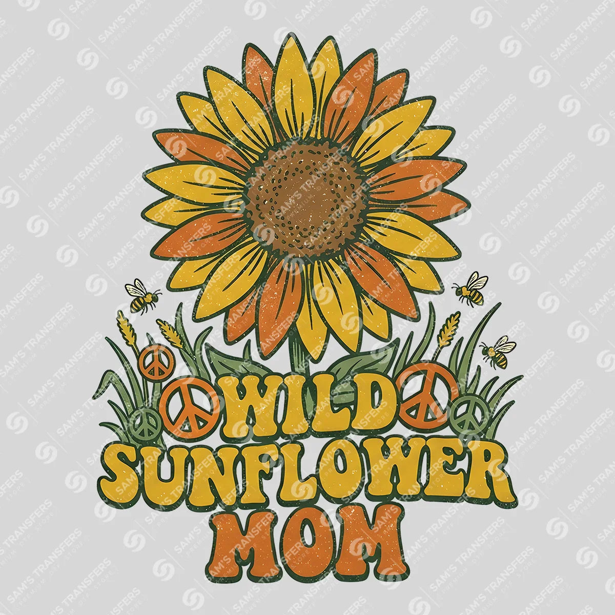 Apparel featuring a Wild Sunflower Mom-themed DTF transfer.