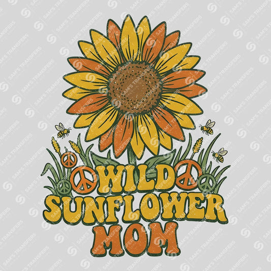 Apparel featuring a Wild Sunflower Mom-themed DTF transfer.