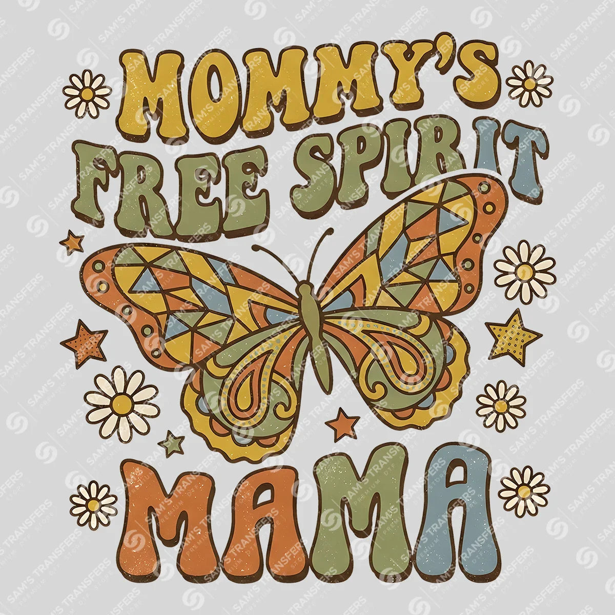 Apparel featuring a Mommy's Free Spirit Mama-themed DTF transfer.
