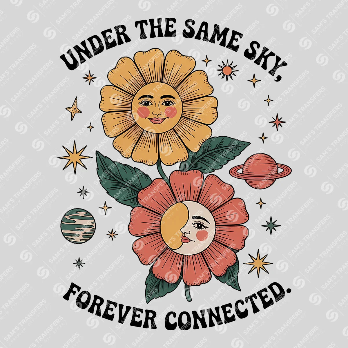 Apparel featuring a Under The Same Sky Forever Connected-themed DTF transfer.